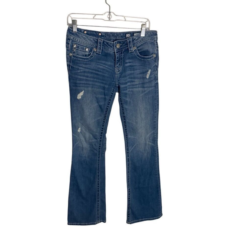 Miss Me Signature Boot Embellished Rhinestone Jeans Women’s Size 28